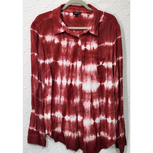 Torrid Tie Dye 2X Women's Long-sleeved Lightweight Button Up Blouse Top - Picture 1 of 7